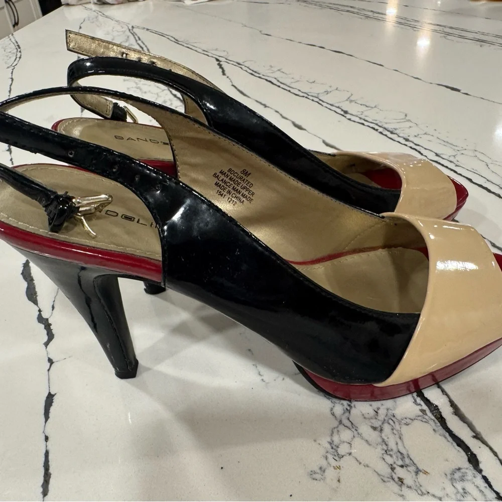 Bandolino Black, Red, and Cream Slingback Heels women’s size 8 - Picture 13 of 15